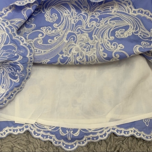 Foxiedox Blue Off Shoulder Embroidered Shift Dress NWT - Picture 10 of 15